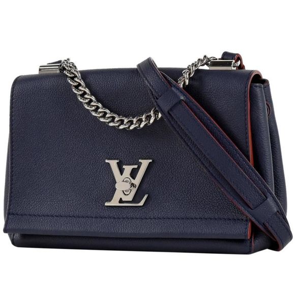 Louis Vuitton Lockme 2 BB Chain Handbag Diagonal Hanging Leather Marine Rouge - Picture 1 of 9
